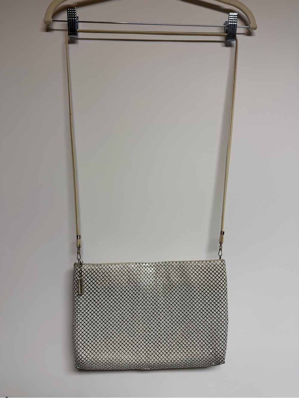 VTG Whiting & Davis White Metal Mesh Evening Bag Shoulder Purse/Clutch